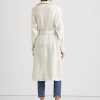 Cremefarbene Ralph Lauren Leinenmäntel mit Gürtel und Fischgrätenmuster für Damen