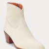 Cremefarbene Ralph Lauren Lucille Stiefel aus Kalbsleder und Wildleder für Damen