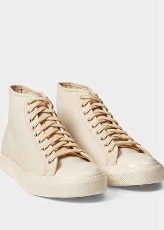 Cremefarbene Ralph Lauren Mayport Canvas-Sneaker für Herren