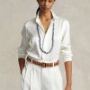 Cremefarbene Ralph Lauren Mulberry Silk Shir Shirts für Damen