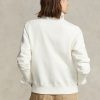 Cremefarbene Ralph Lauren Polo Bear Fleece-Sweatshirts mit Rundhalsausschnitt für Damen