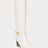 Cremefarbene Ralph Lauren Polo ID Stiefel aus gewachstem Kalbsleder für Damen