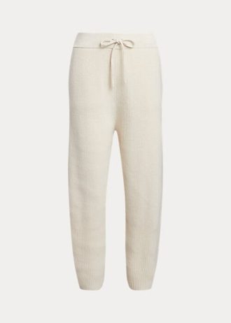 Cremefarbene Ralph Lauren Rippstrick-Pulloverhose aus Kaschmirwolle für Damen