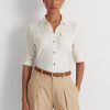 Cremefarbene Ralph Lauren Stretch-Jersey-Hemden für Damen