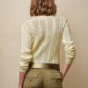 Cremefarbene Ralph Lauren-Strickpullover aus Seide mit Rundhalsausschnitt und Zopfmuster für Damen