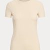 Cremefarbene Ralph Lauren T-Shirts aus Stretch-Baumwolle für Damen