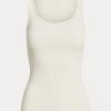 Cremefarbene Ralph Lauren Tanktops aus Baumwollmischung für Damen
