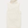 Cremefarbene ärmellose Rollkragenpullover aus Wolle von Ralph Lauren für Damen