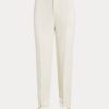 Cremefarbene, schmal zulaufende Hose aus Stretch-Cady für Damen von Ralph Lauren