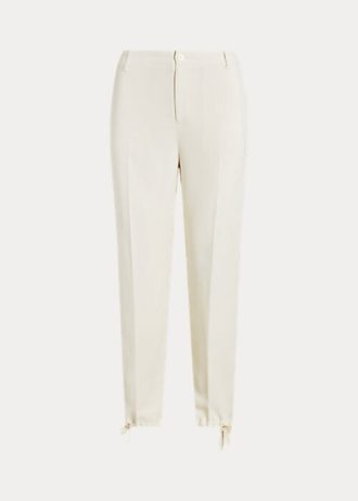 Cremefarbene, schmal zulaufende Hose aus Stretch-Cady für Damen von Ralph Lauren