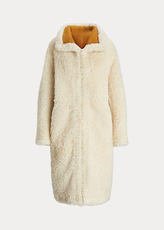 Cremefarbene, wendbare Oversize-Lammfellmäntel von Ralph Lauren für Damen