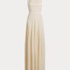 Cremefarbenes Abendkleid „Talbert“ von Ralph Lauren aus Crêpe-Satin mit Rücken