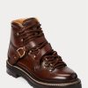 Dunkelbraune handgebrannte Damenstiefel von Ralph Lauren Dimicia Welington