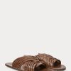 Dunkelbraune Herren-Hausschuhe aus geflochtenem Leder von Ralph Lauren