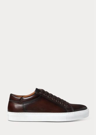 Dunkelbraune Herren-Sneakers „Severn“ aus brüniertem Kalbsleder von Ralph Lauren