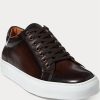 Dunkelbraune Herren-Sneakers „Severn“ aus brüniertem Kalbsleder von Ralph Lauren