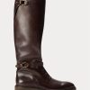 Dunkelbraune Herrenstiefel von Ralph Lauren Welington aus Kalbsleder