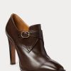 Dunkelbraune Ralph Lauren Lydell Stiefel aus brüniertem Kalbsleder für Damen