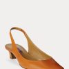 Dunkelgelbe Ralph Lauren Kels Slingback-Pumps aus Leder für Damen