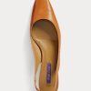 Dunkelgelbe Ralph Lauren Kels Slingback-Pumps aus Leder für Damen