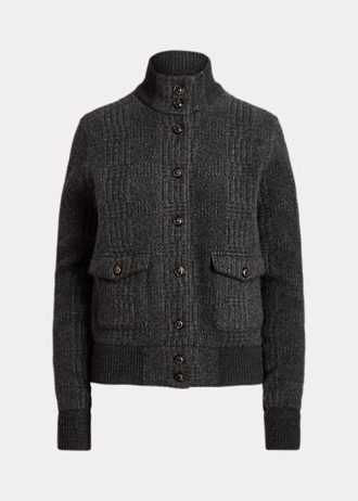 Dunkelgraue Kaschmirjacken mit Glencheck-Muster für Damen von Ralph Lauren