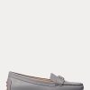 Dunkelgraue Ralph Lauren Barnsbury Driver-Loafer aus Nappaleder für Damen