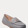 Dunkelgraue Ralph Lauren Barnsbury Driver-Loafer aus Nappaleder für Damen