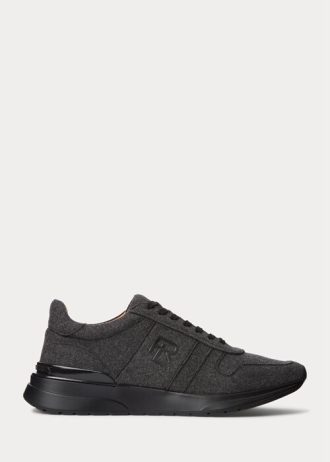 Dunkelgraue Ralph Lauren Ethan Wollflanell-Sneaker für Herren
