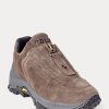 Dunkelgraue Ralph Lauren Grayson Sneakers aus Kalbswildleder mit Reißverschluss für Damen