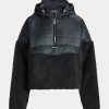 Dunkelgraue Ralph Lauren High-Pile & Ripstop Hybrid Pulloverjacken für Damen