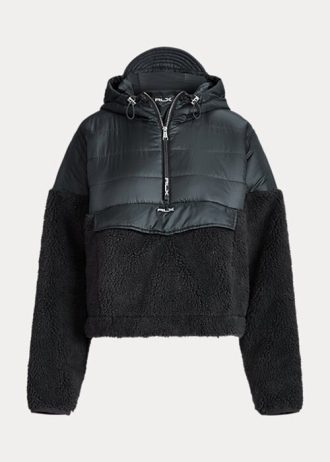Dunkelgraue Ralph Lauren High-Pile & Ripstop Hybrid Pulloverjacken für Damen