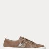 Dunkelgraue Ralph Lauren Janson II Wildleder-Sneakers mit Lederbesatz für Damen