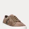 Dunkelgraue Ralph Lauren Janson II Wildleder-Sneakers mit Lederbesatz für Damen