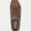 Dunkelgraue Ralph Lauren Janson II Wildleder-Sneakers mit Lederbesatz für Damen