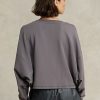 Dunkelgraue Ralph Lauren Oversize-Sweatshirts aus Stretch-Fleece für Damen