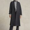 Dunkelgraue Wickelmäntel aus Flanell von Ralph Lauren für Damen
