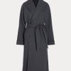 Dunkelgraue Wickelmäntel aus Flanell von Ralph Lauren für Damen