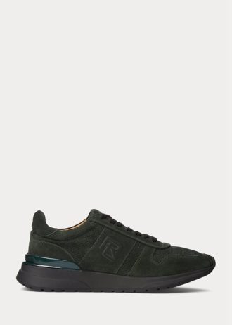 Dunkelgrüne Herren-Sneakers „Ethan“ von Ralph Lauren aus Kalbswildleder
