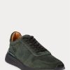 Dunkelgrüne Herren-Sneakers „Ethan“ von Ralph Lauren aus Kalbswildleder
