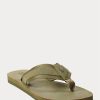 Dunkelolivgrüne Ralph Lauren Wildleder-Flip-Flops mit Ripsbandbesatz für Herren