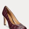 Dunkelrote Ralph Lauren Camila Heels aus geprägtem Leder für Damen