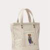 Ecru Multi Damen Ralph Lauren Canvas Kleine New Orleans Polo Bear Tragetaschen