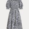Flower Damen Ralph Lauren Florales Baumwollkleid mit Blousonärmeln