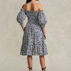 Flower Damen Ralph Lauren Florales Baumwollkleid mit Blousonärmeln
