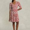 Flower Damen Ralph Lauren Godet-Kreppkleid mit floralem Muster und Hammelärmeln