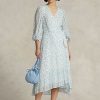 Flower Damen Ralph Lauren Wickelkleid aus Georgette mit Blumenmuster und Crinkle-Effekt