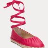 Fuchsia Ralph Lauren Cecilia Flache Schnürschuhe aus Nappaleder für Damen