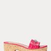 Fuchsia Ralph Lauren Roxanne Sandalen aus geprägtem Leder für Damen