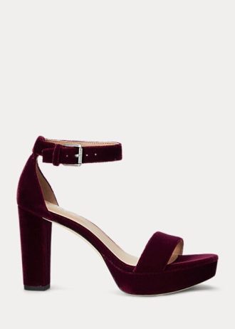 Fuchsia Ralph Lauren Sylvia Samtsandalen für Damen
