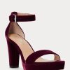 Fuchsia Ralph Lauren Sylvia Samtsandalen für Damen